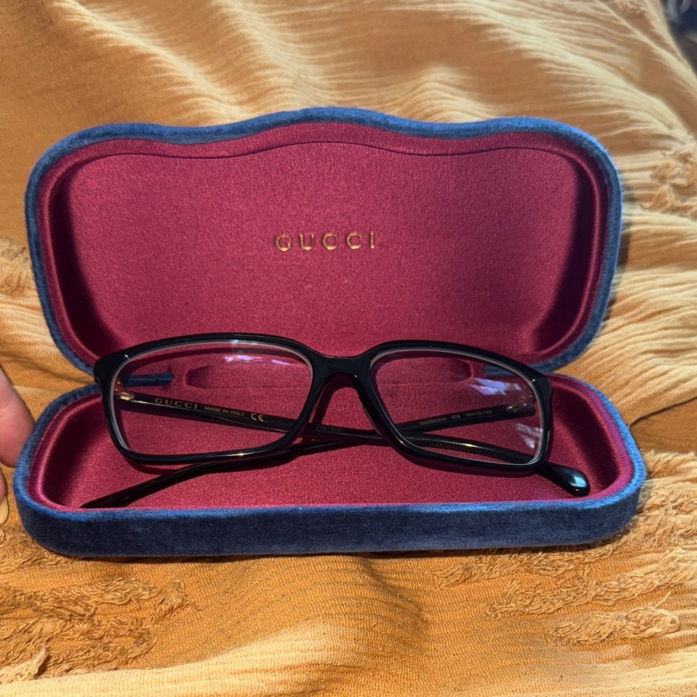 Gucci Black Glasses with Blue and Red Case